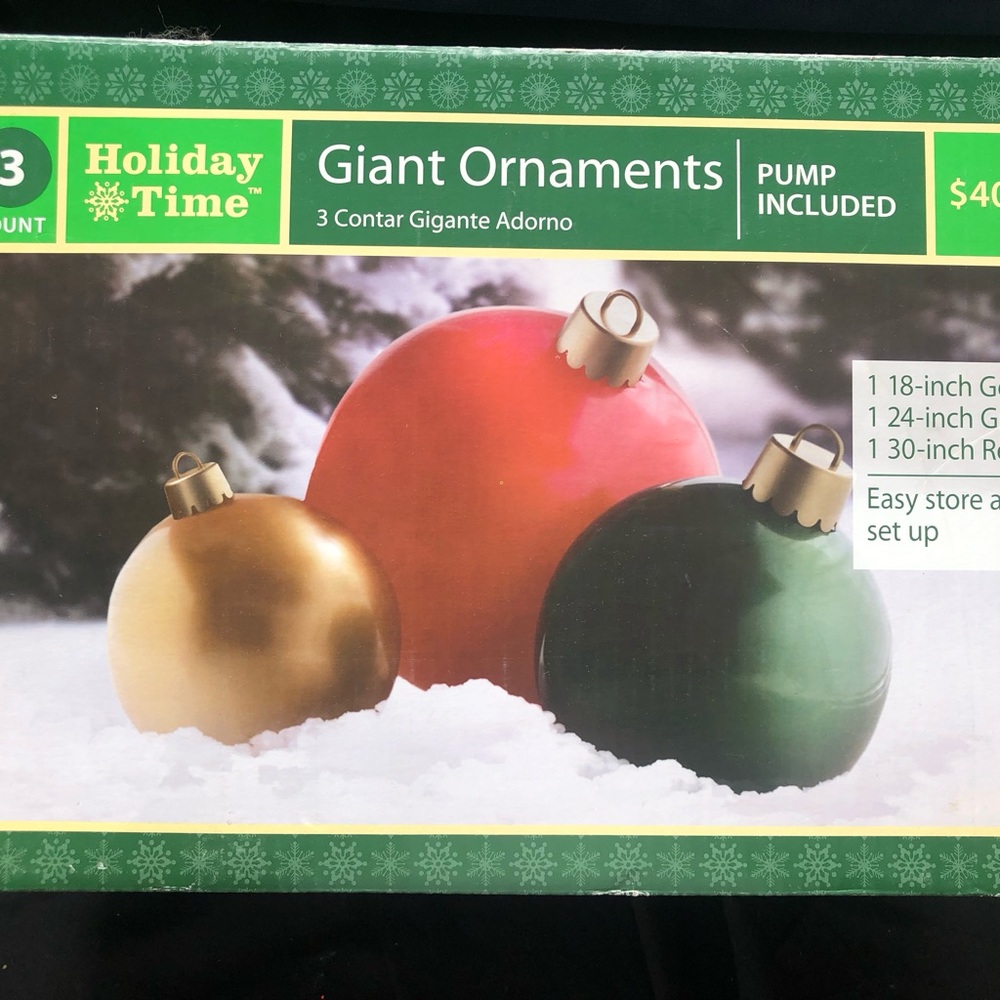Holiday Time Giant Ornaments Set - Red, Gold, Green